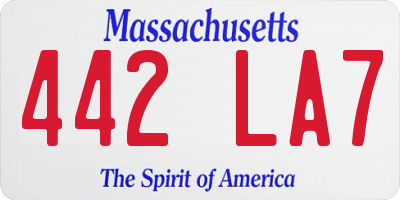 MA license plate 442LA7