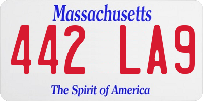 MA license plate 442LA9