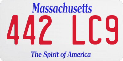 MA license plate 442LC9