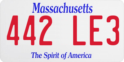 MA license plate 442LE3