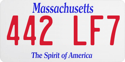MA license plate 442LF7