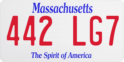 MA license plate 442LG7
