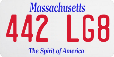 MA license plate 442LG8