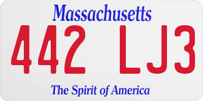 MA license plate 442LJ3