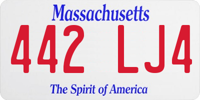 MA license plate 442LJ4