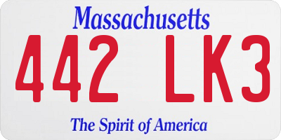 MA license plate 442LK3