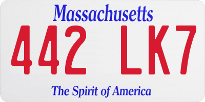 MA license plate 442LK7