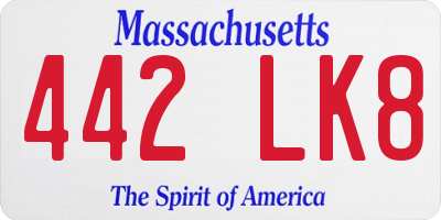 MA license plate 442LK8