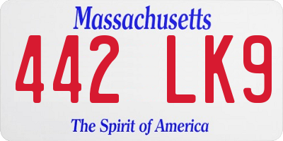 MA license plate 442LK9