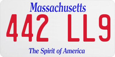 MA license plate 442LL9