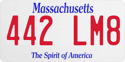 MA license plate 442LM8
