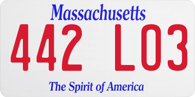 MA license plate 442LO3