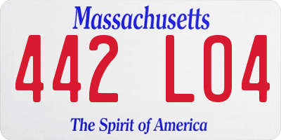 MA license plate 442LO4