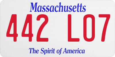MA license plate 442LO7