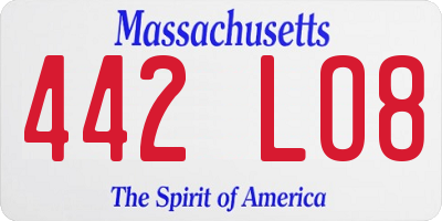 MA license plate 442LO8