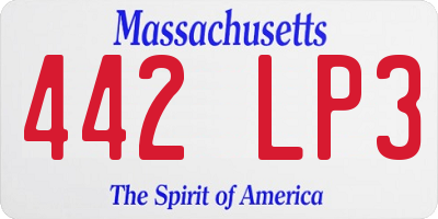 MA license plate 442LP3