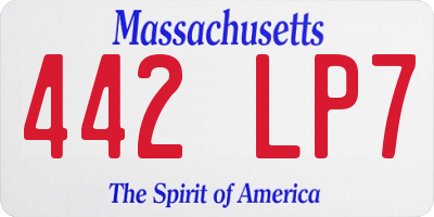 MA license plate 442LP7