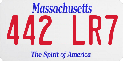 MA license plate 442LR7