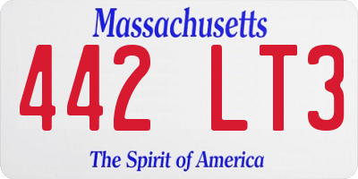 MA license plate 442LT3