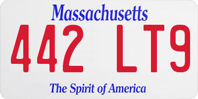 MA license plate 442LT9