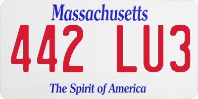 MA license plate 442LU3