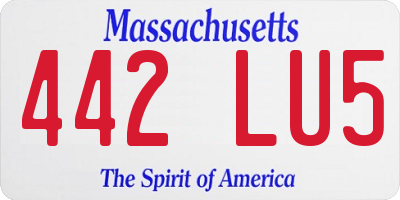 MA license plate 442LU5