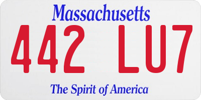 MA license plate 442LU7