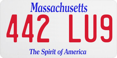 MA license plate 442LU9
