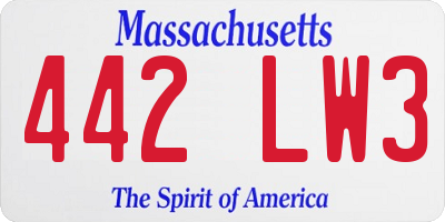 MA license plate 442LW3