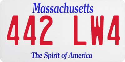 MA license plate 442LW4