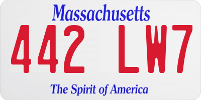 MA license plate 442LW7
