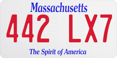 MA license plate 442LX7