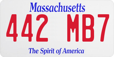 MA license plate 442MB7