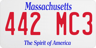 MA license plate 442MC3