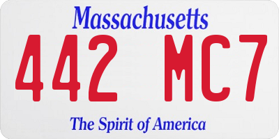 MA license plate 442MC7