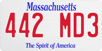 MA license plate 442MD3