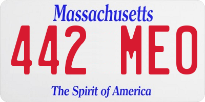 MA license plate 442ME0