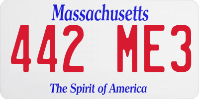 MA license plate 442ME3