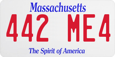 MA license plate 442ME4