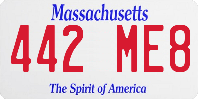 MA license plate 442ME8