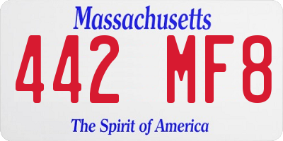 MA license plate 442MF8