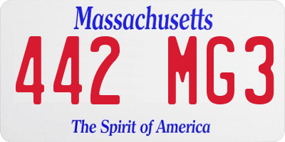 MA license plate 442MG3