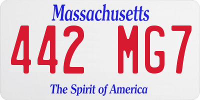 MA license plate 442MG7