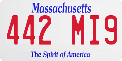 MA license plate 442MI9