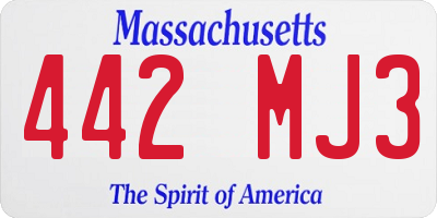 MA license plate 442MJ3