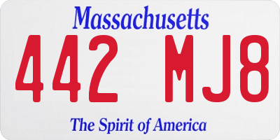 MA license plate 442MJ8