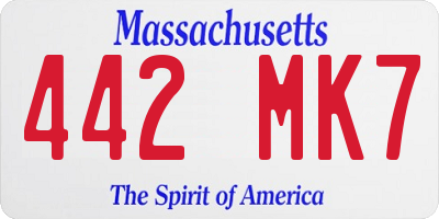 MA license plate 442MK7