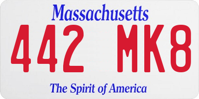 MA license plate 442MK8