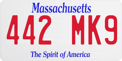 MA license plate 442MK9