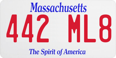 MA license plate 442ML8